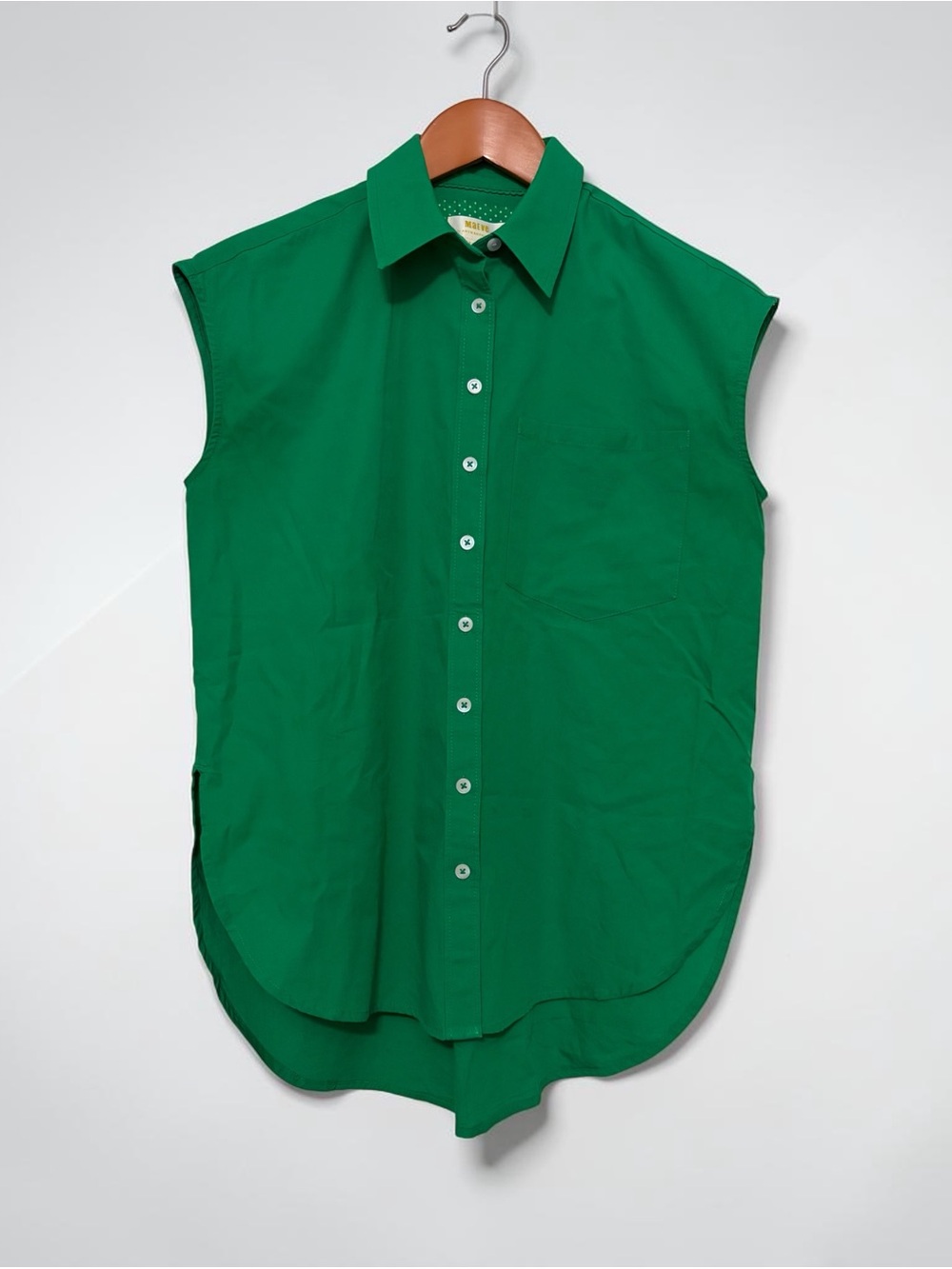 Maeve Anthropologie 100% Cotton Oversized Button-Down Blouse Emerald Green XXS